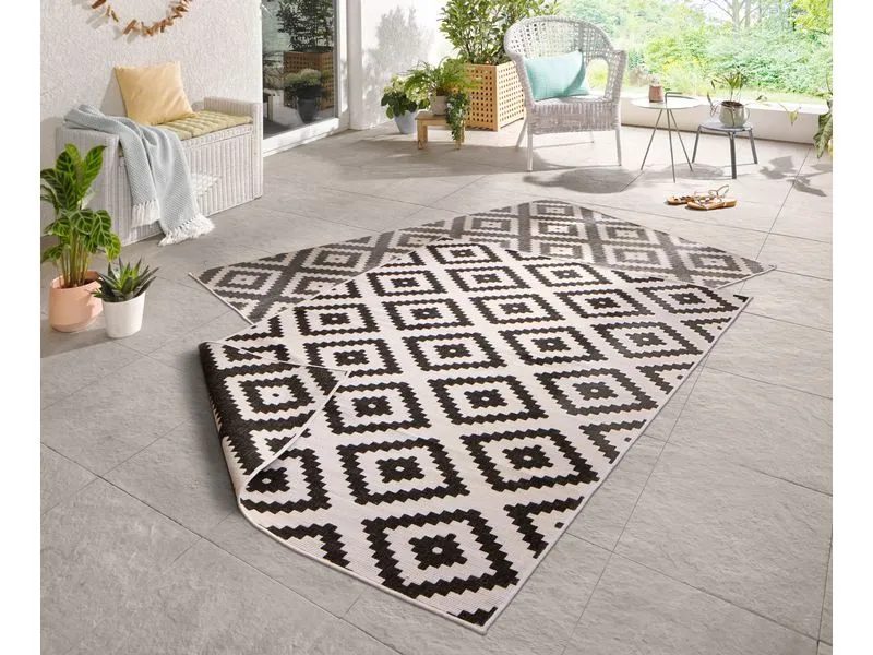 Hanse Home Malta In- & Outdoor Teppich 160 x 230 cm, Schwarz/Crème Hanse Home Malta In- & Outdoor Teppich 160 x 230 cm, Schwarz/Crème