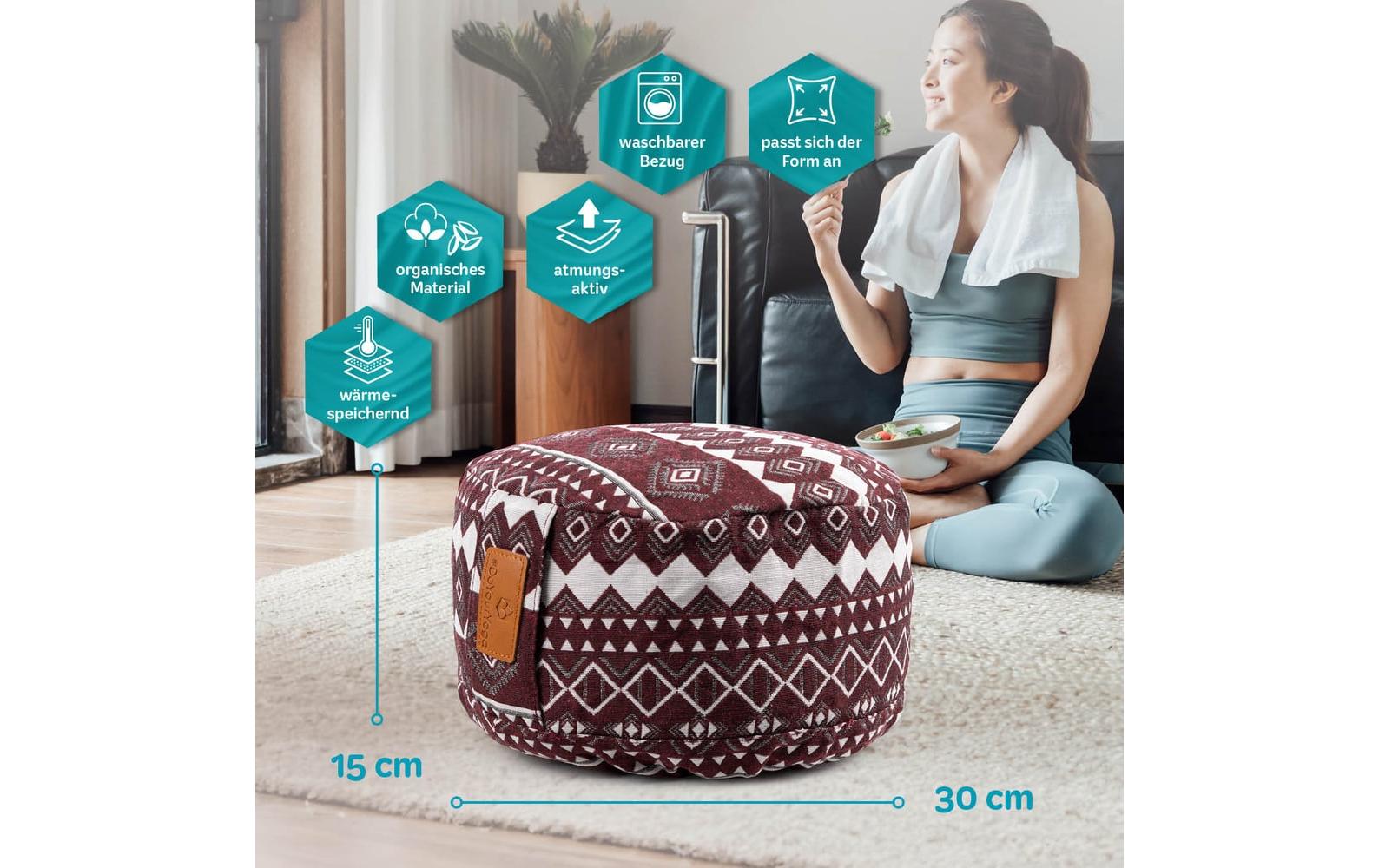 DoYourYoga Yoga-Kissen Vishnu Dinkelspelz, Rot/Weiss