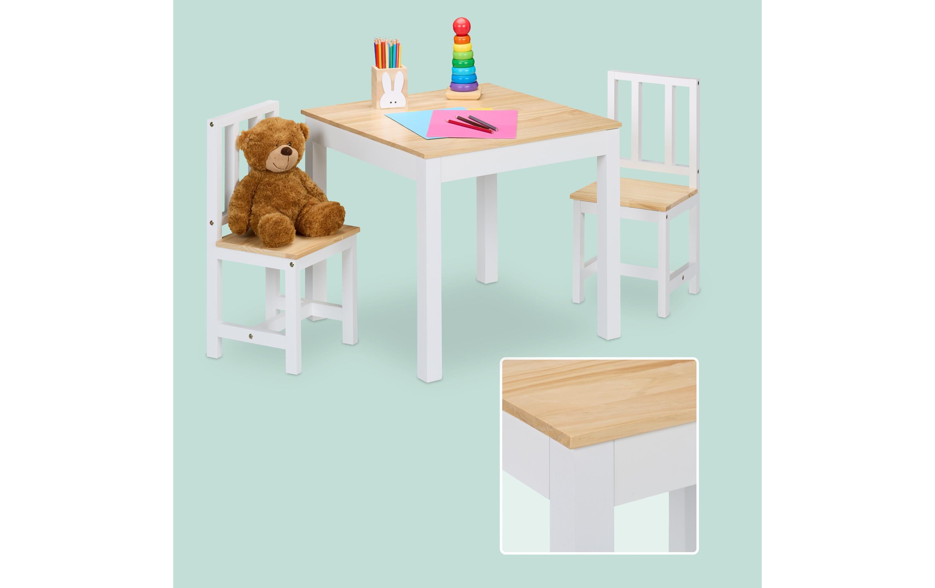 relaxdays Kindersitzgruppe 3-teilig Hellbraun; Weiss