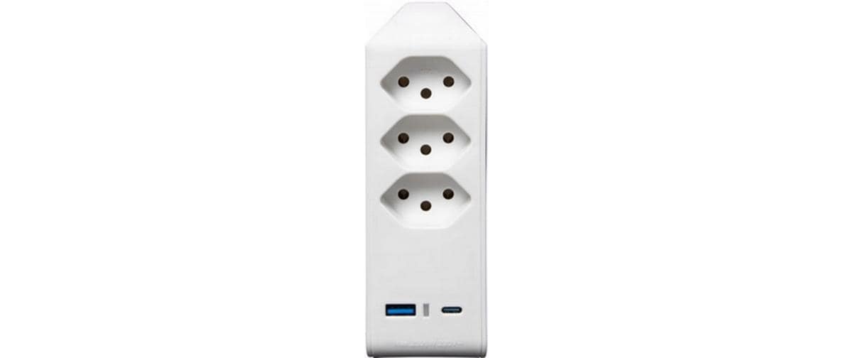 Brennenstuhl Abzweigstecker 3 x T13, 1 x USB A, 1 x USB C, 300° drehbar