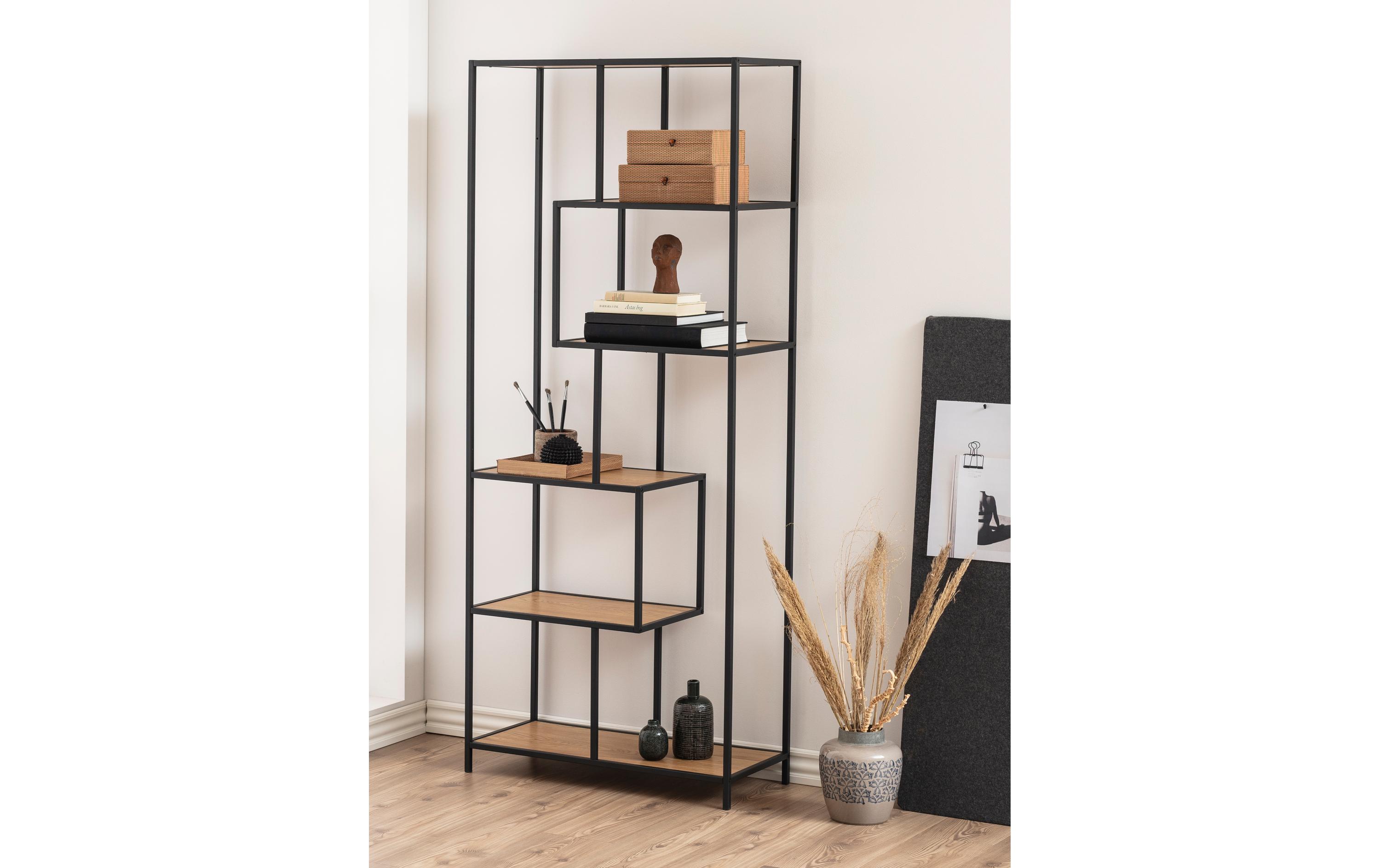 AC Design Regal Seaford 77 x 35 x 185cm, Braun/Schwarz