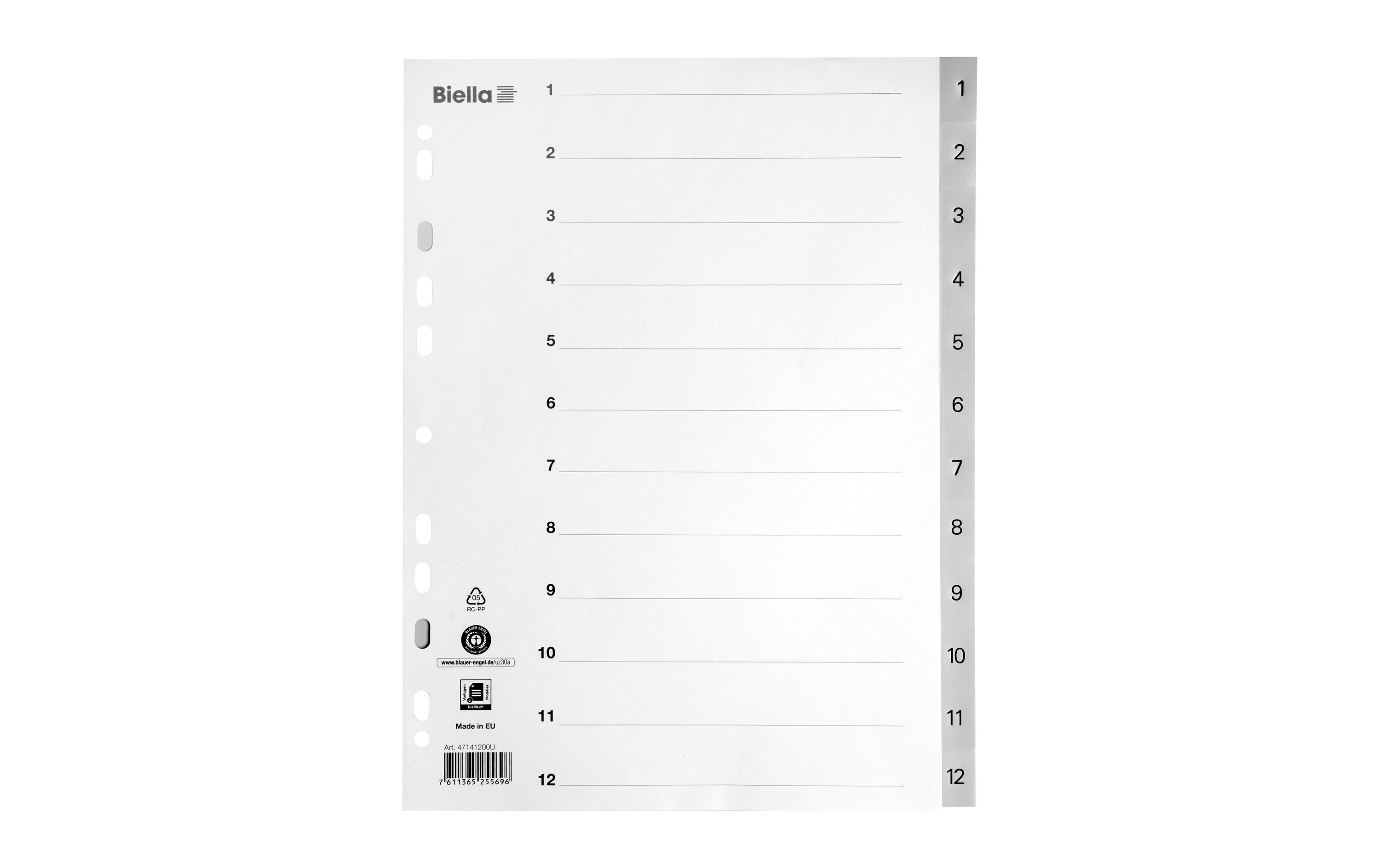 Biella Register A4 1 - 12 mit Indexblatt