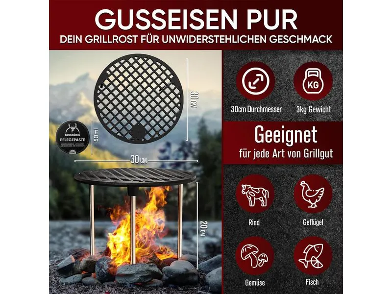 Gusskoenig Grillrost 20 cm mit Beinen Gusskoenig Grillrost 20 cm mit Beinen