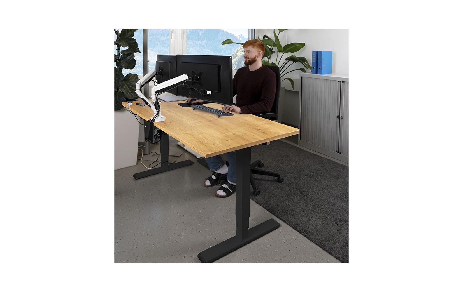 Contini höhenverstellbarer Bürotisch 2.0 x 0.9 m Eiche, Schwarz