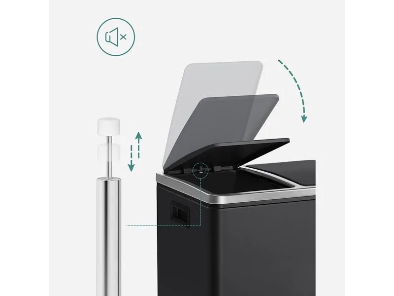 Songmics Abfalleimer 30 l, Schwarz