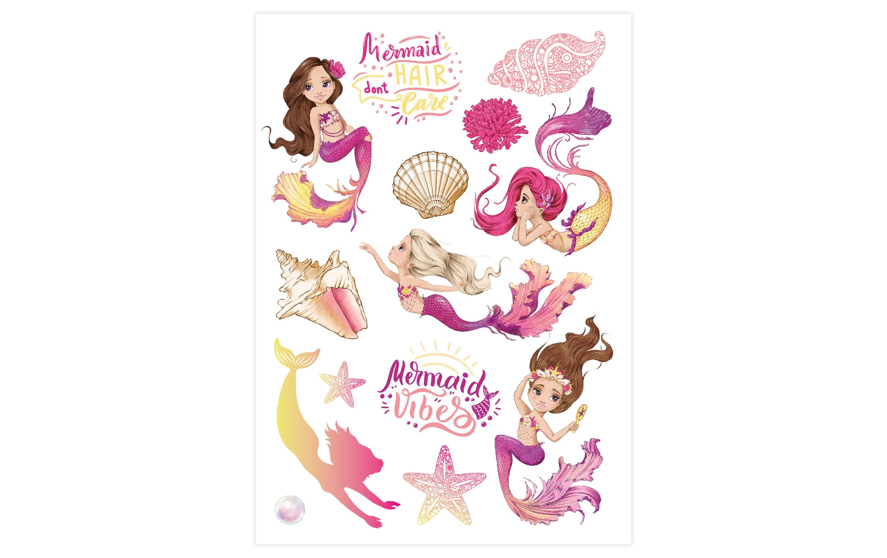 Papierdrachen Tattoo Set Metallic – Meerjungfrauen