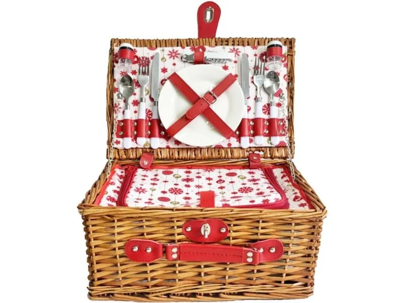 Dameco Picknickkorb für 2 Personen 13-teilig, Rot/Braun Dameco Picknickkorb für 2 Personen 13-teilig, Rot/Braun