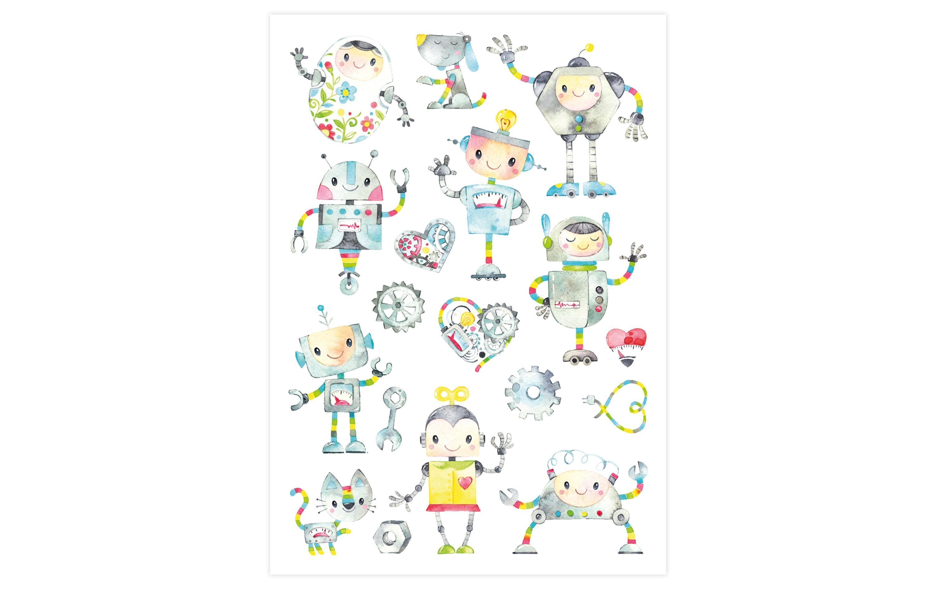 Papierdrachen Tattoo Set Roboter und Monster
