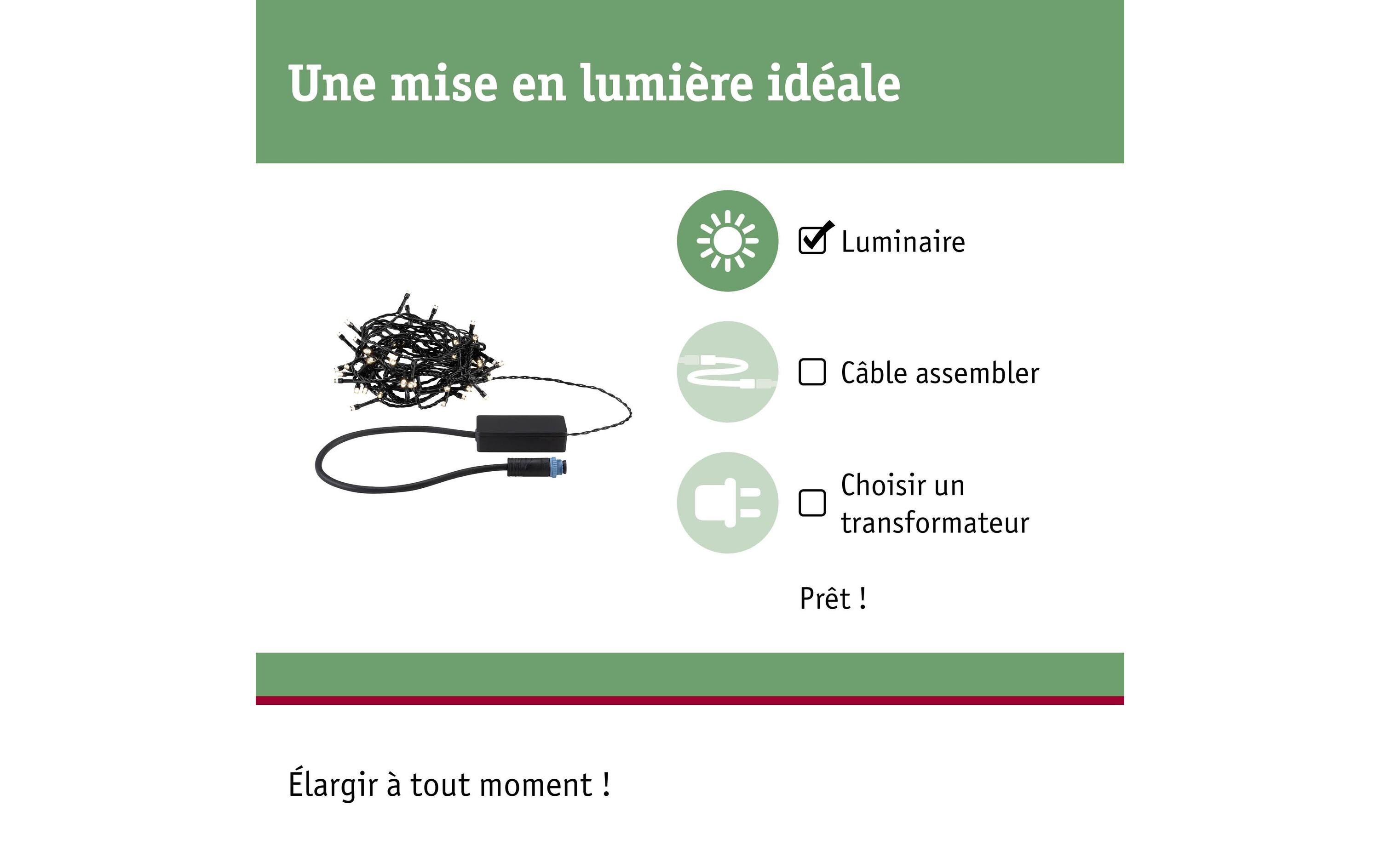 Paulmann LED Lichterkette Plug & Shine Yuna 7.4 m, Warmweiss, Schwarz