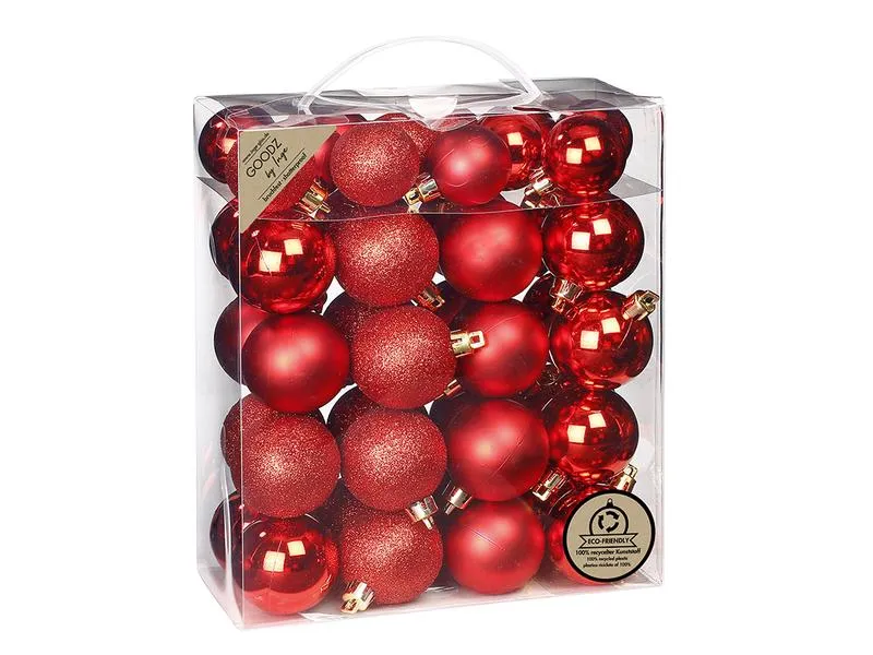INGES CHRISTMAS DECOR Weihnachtskugel Rot-Mix 44 Stück