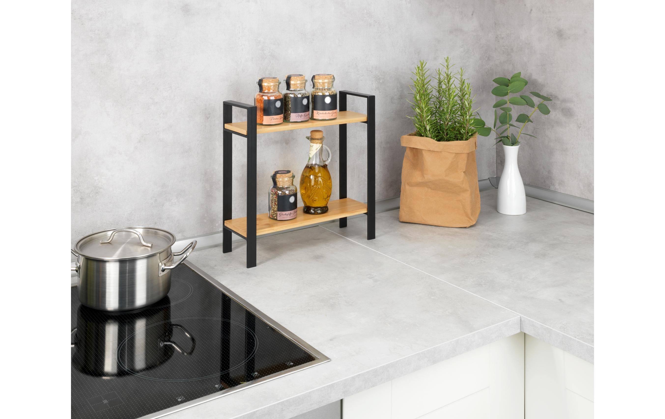 Wenko Küchenregal Lou 32 x 33 cm, Braun/Schwarz