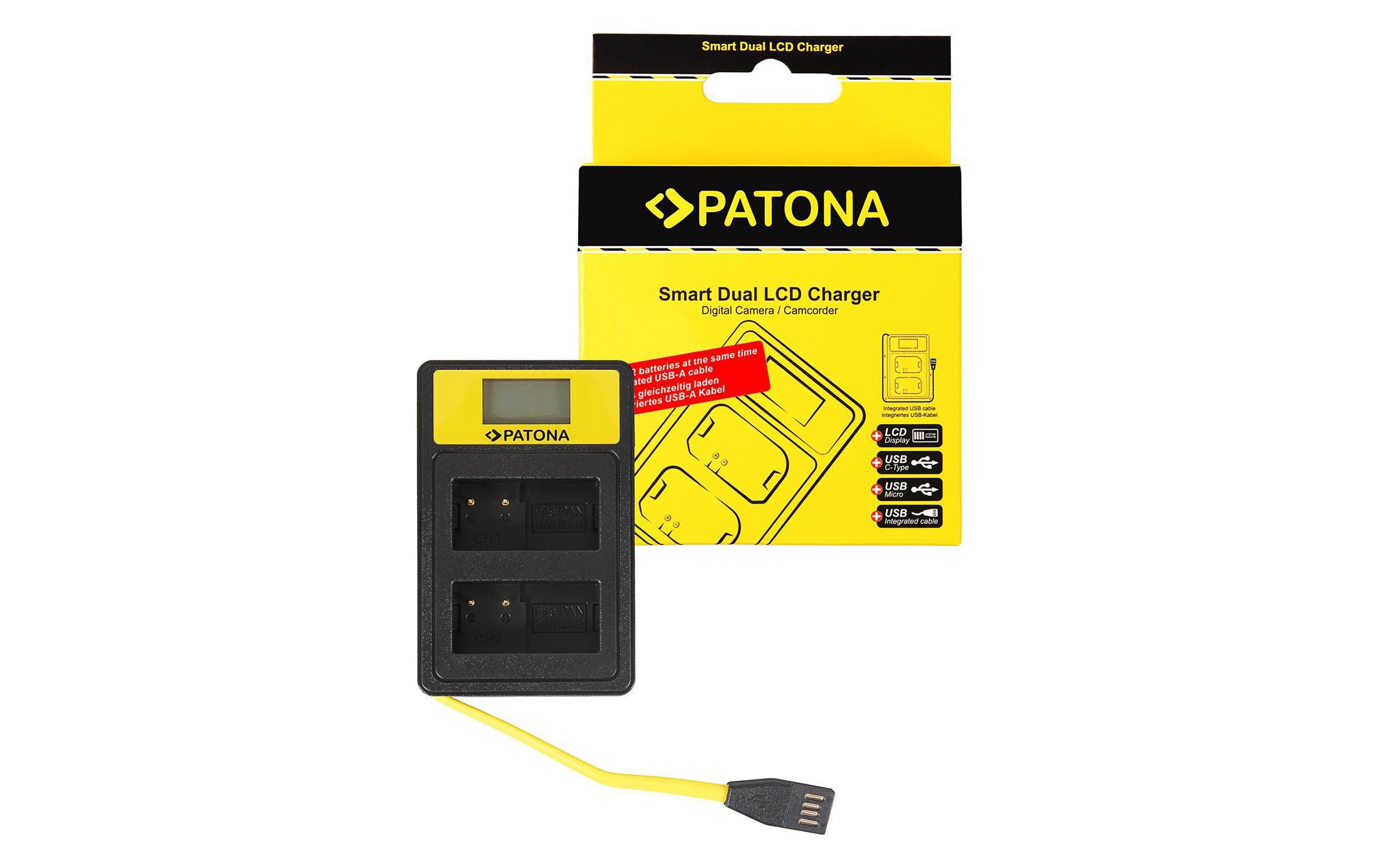 Patona Ladegerät Smart Dual LCD USB Panasonic DMW-BLC12PP