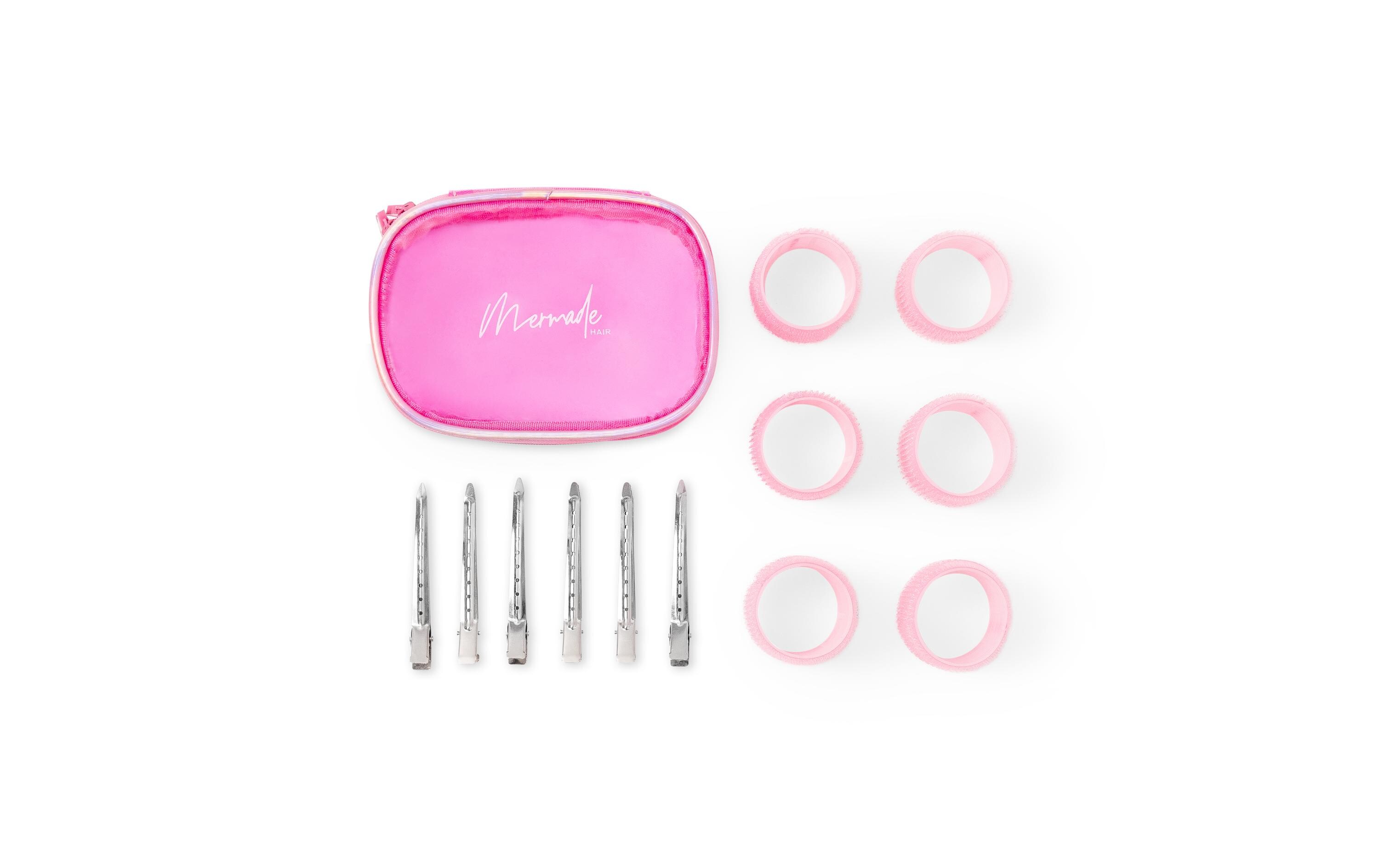 Mermade Klettwickler-Set Rosa 6 Stück mit Clips und Tasche