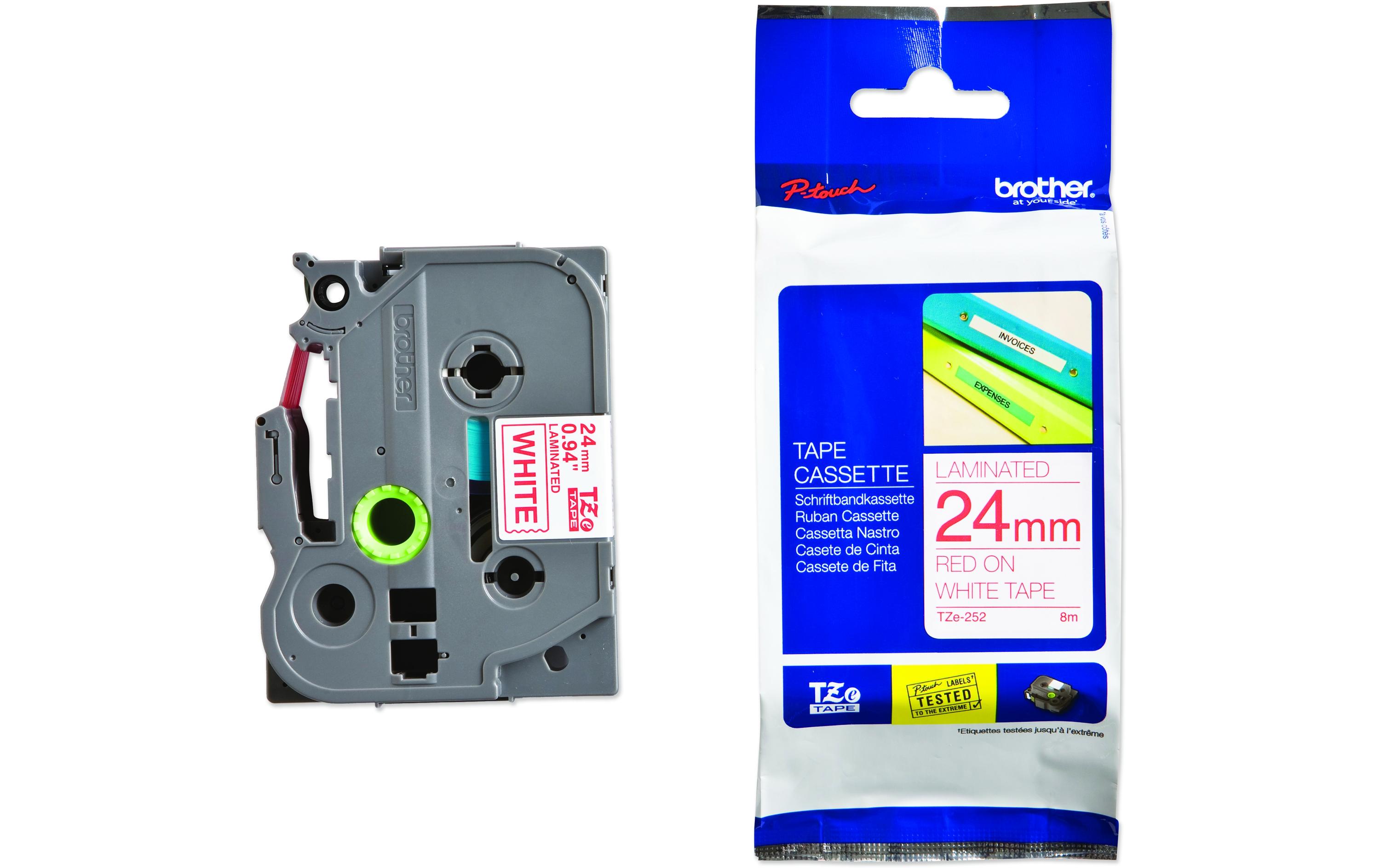 Brother Beschriftungsband TZE-252 Rot auf Weiss Brother Beschriftungsband TZE-252 Rot auf Weiss