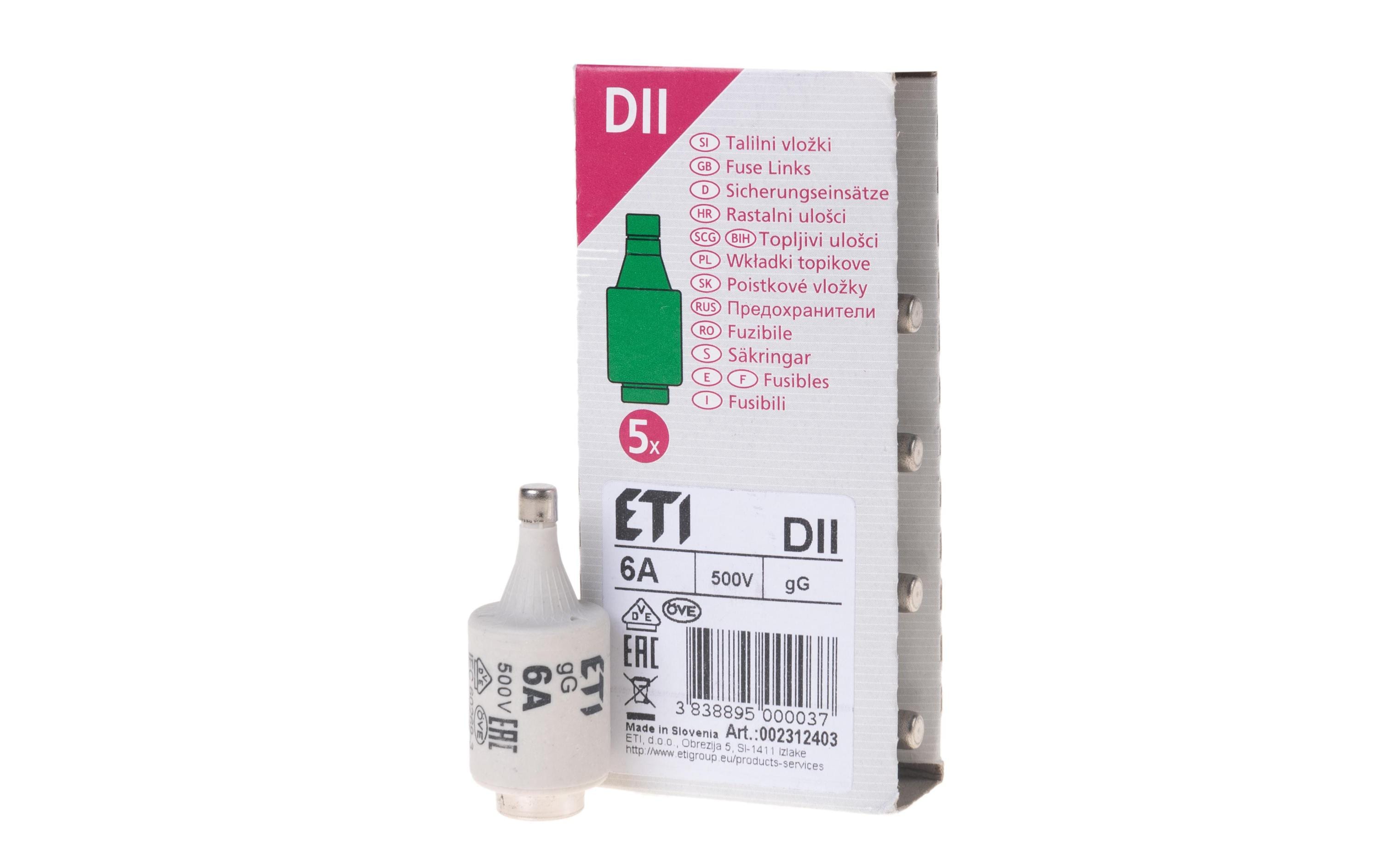 Elektromaterial Sicherungseinsatz DII 6A Elektromaterial Sicherungseinsatz DII 6A