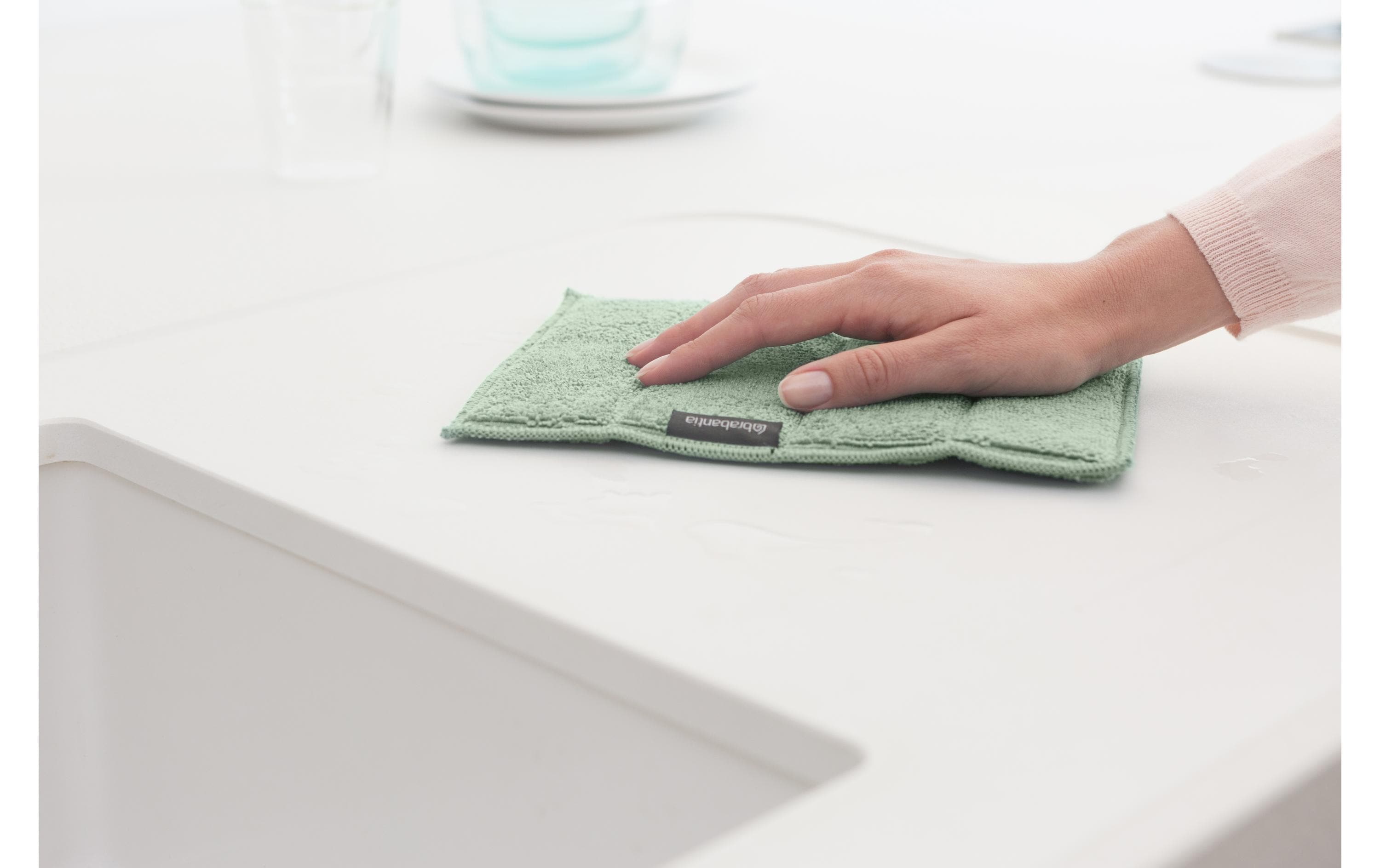 Brabantia Mikrofaser-Reinigungstuch 3 Stück, Grau/Hellgrün/Weiss