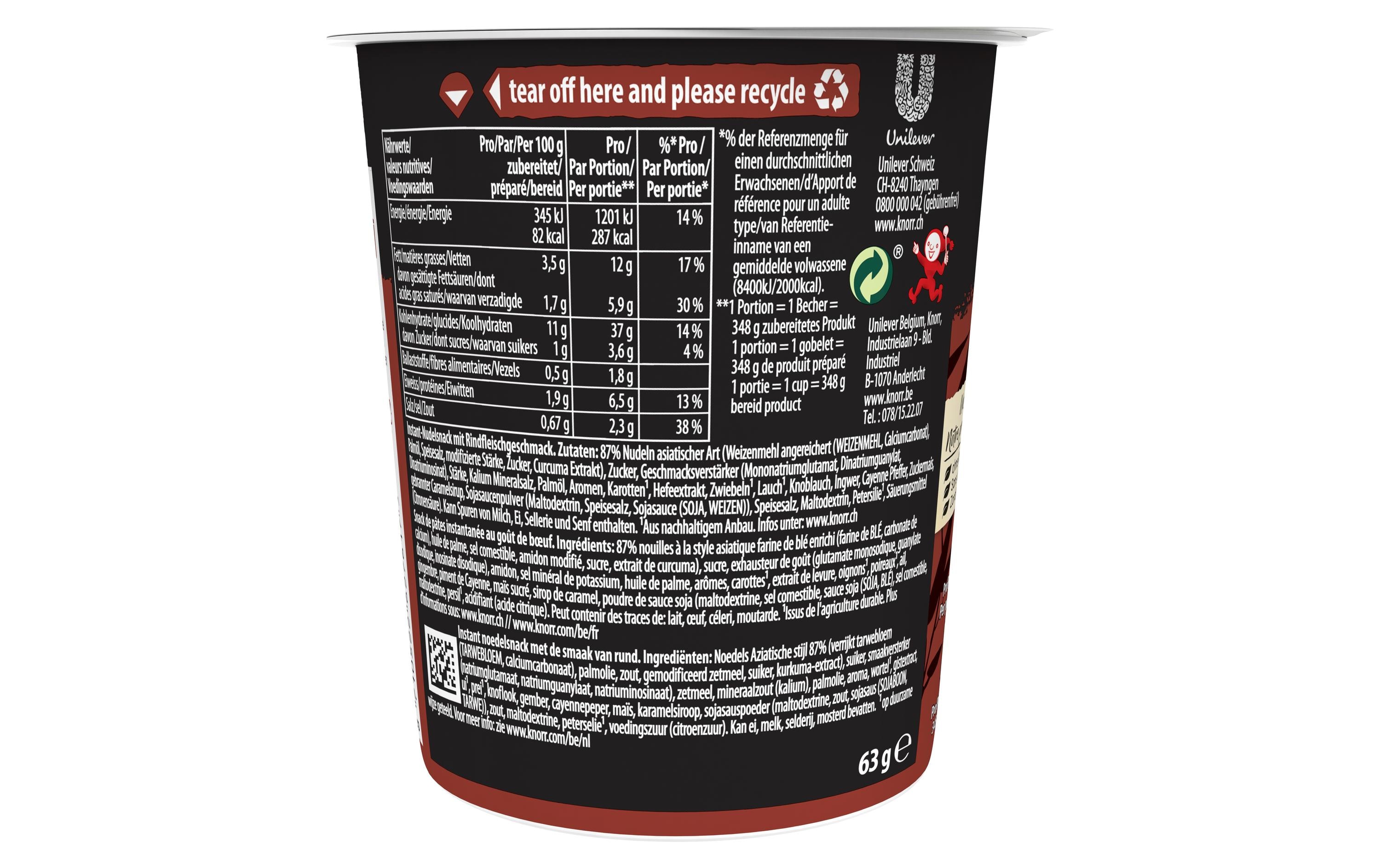 Knorr Becher Asia Noodles Beef 63 g