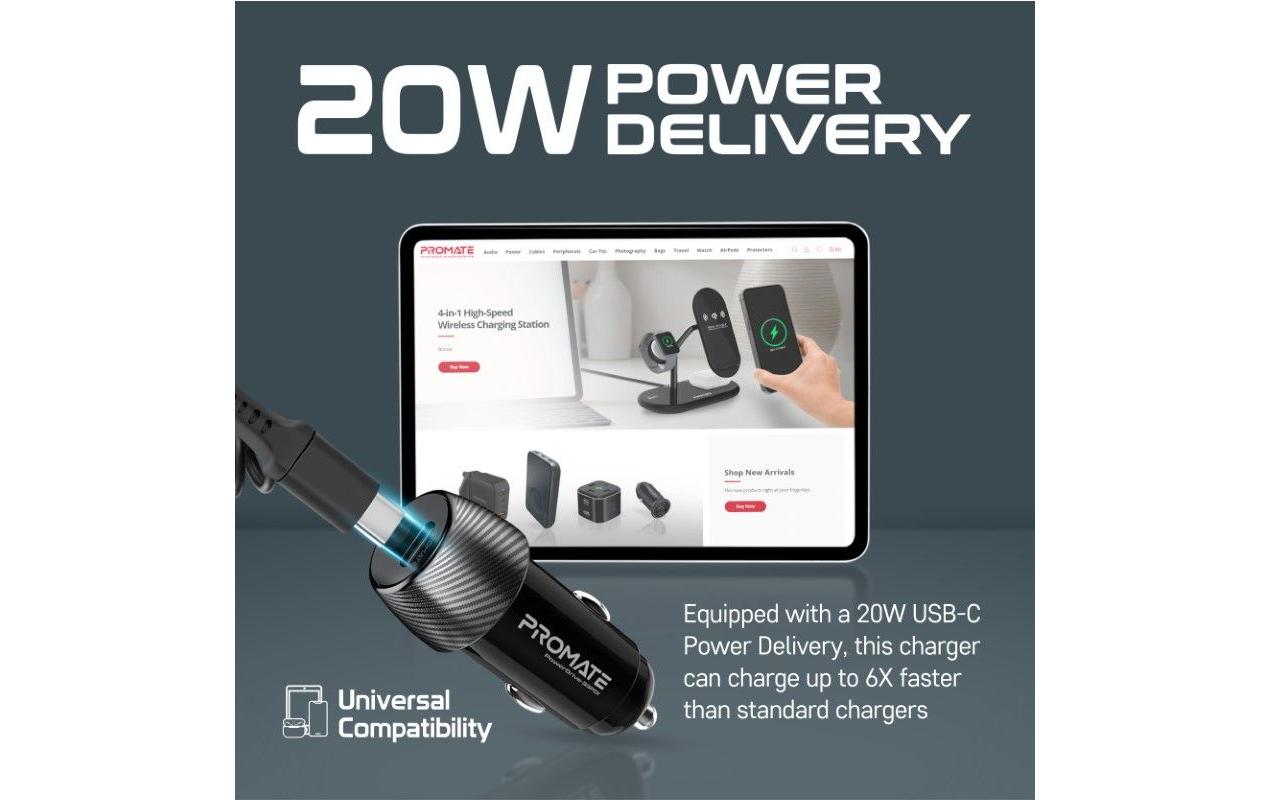 Promate Autoladegerät PowerDrive-33PDI QC3.0, Car Charger
