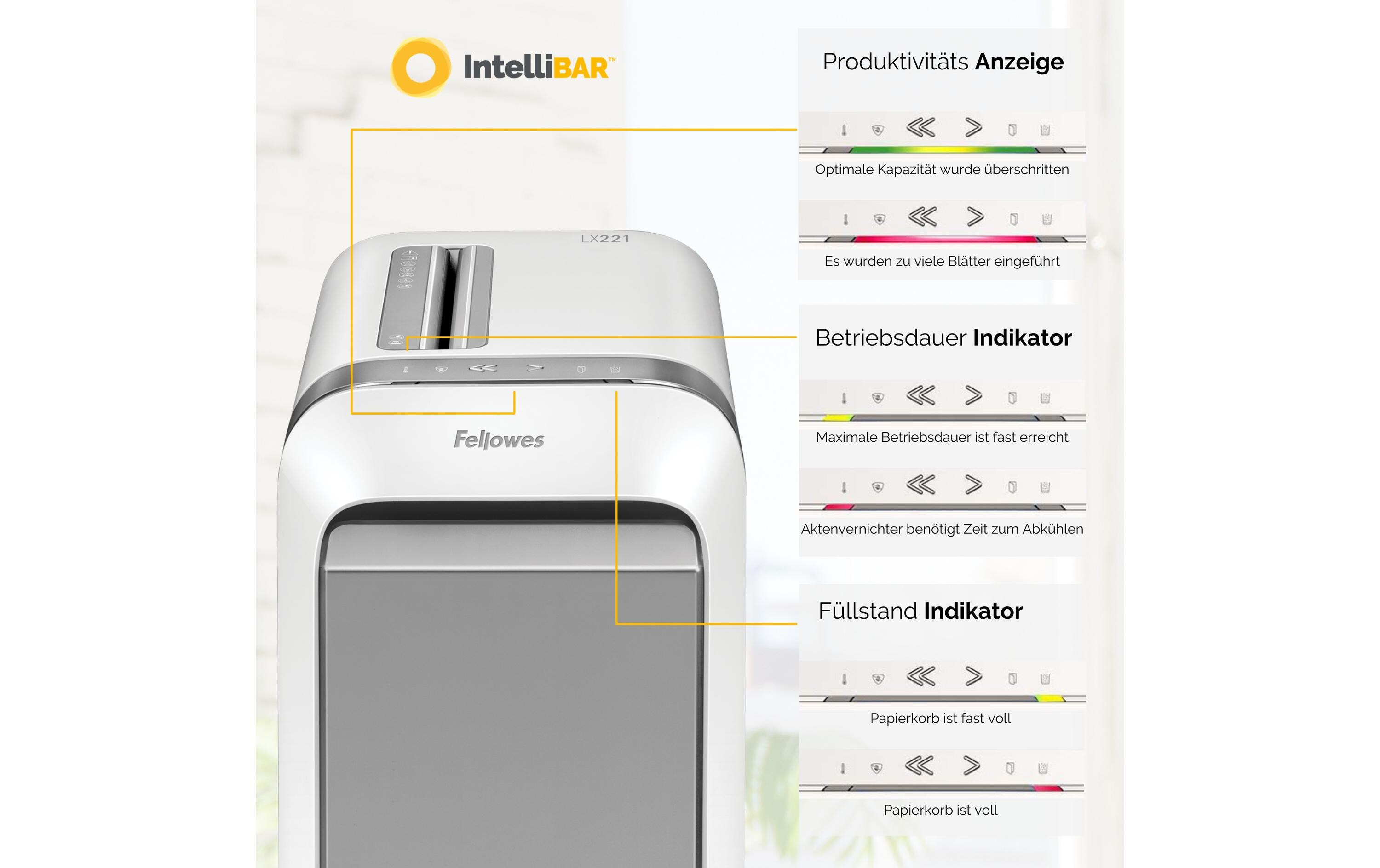 Fellowes Aktenvernichter LX221 P-5, 20 Seiten, Weiss
