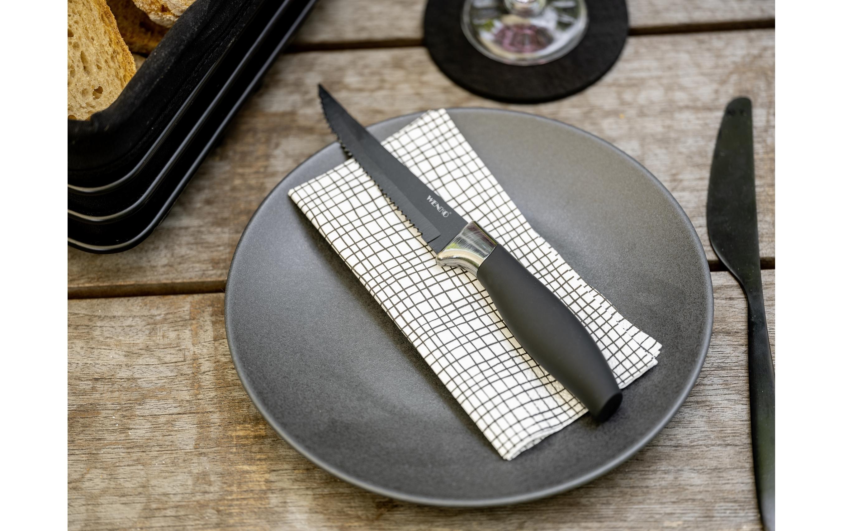 Wenko Steakmesser-Set Otis 4 Stück, Schwarz