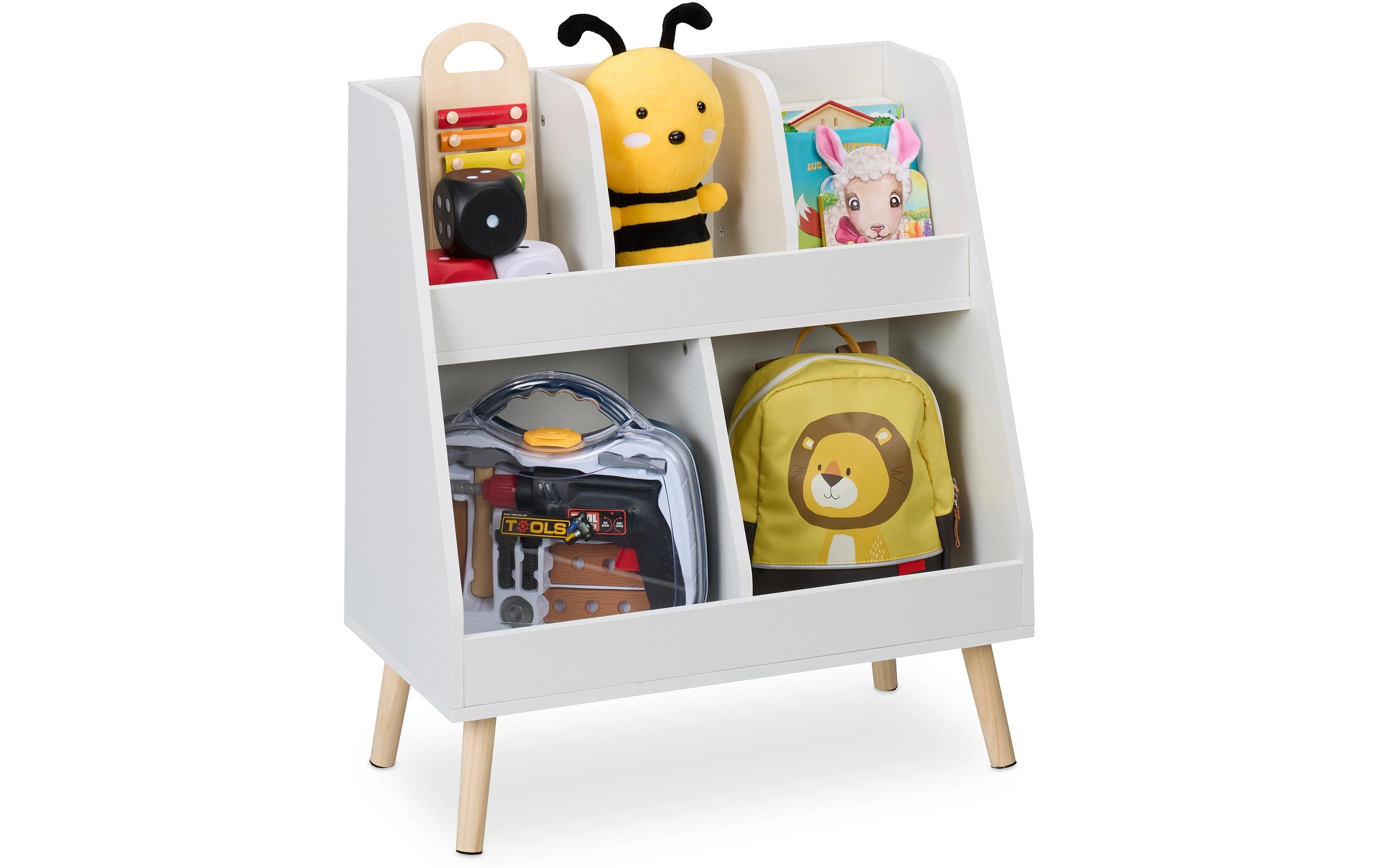 relaxdays Kinderregal mit 5 Fächern Hellbraun; Weiss relaxdays Kinderregal mit 5 Fächern Hellbraun; Weiss