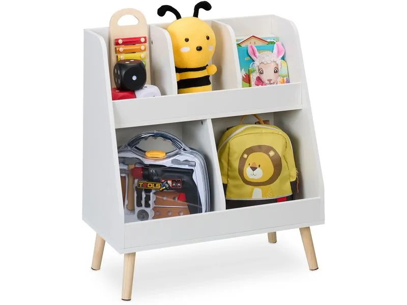relaxdays Kinderregal mit 5 Fächern Hellbraun; Weiss relaxdays Kinderregal mit 5 Fächern Hellbraun; Weiss