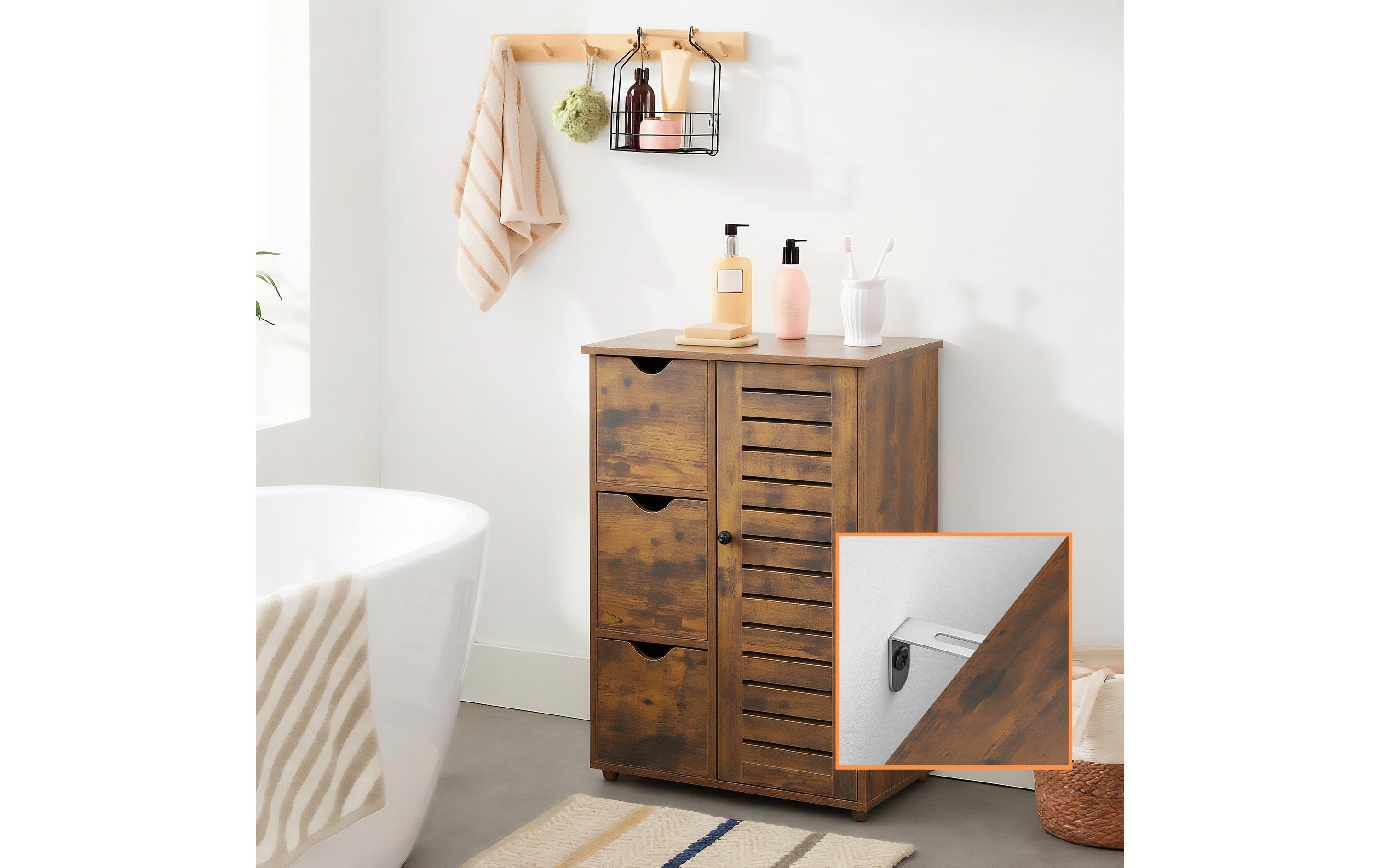 relaxdays Badezimmerregal 80 x 60 x 30 cm Braun