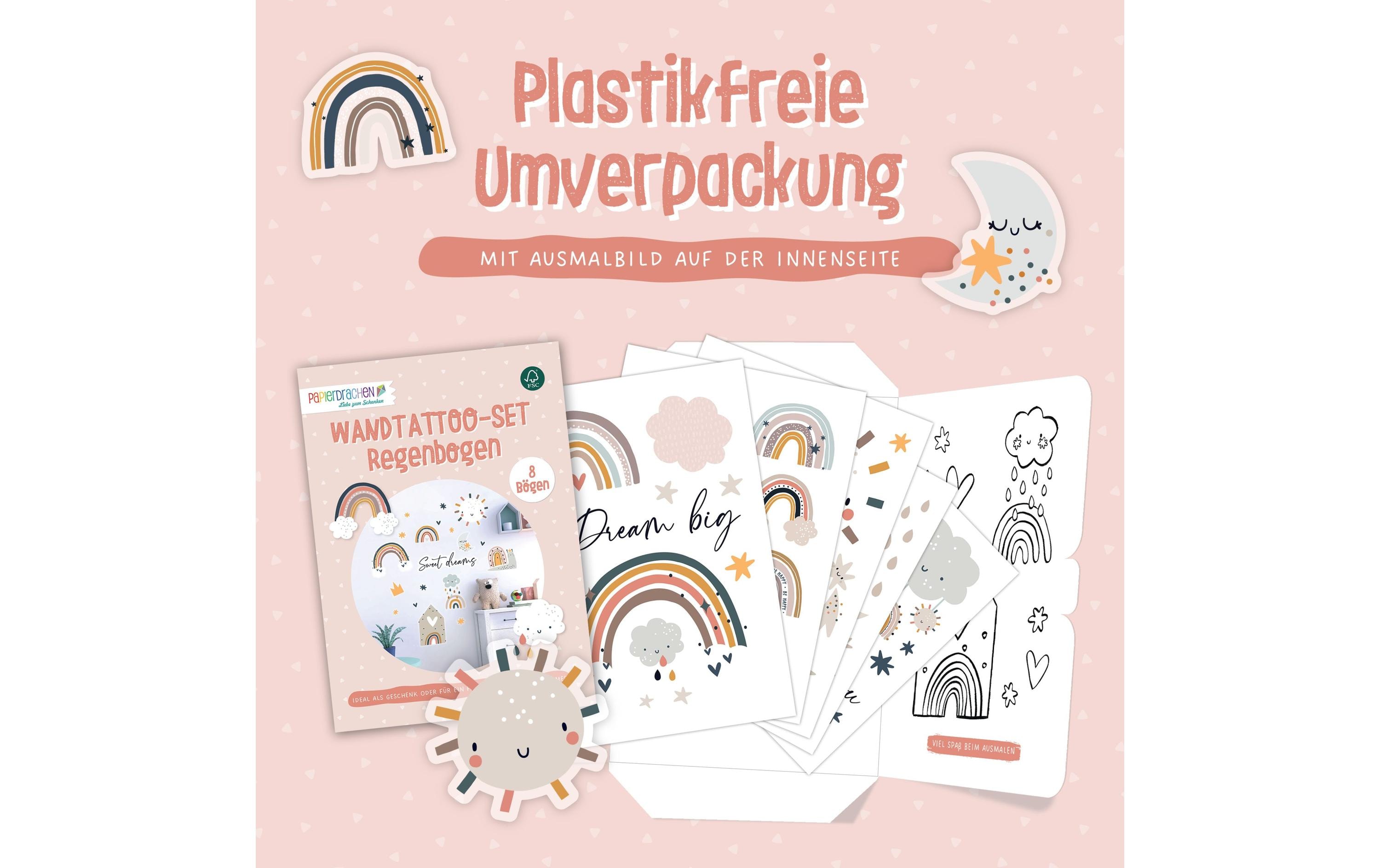 Papierdrachen Wandtattoo-Set Regenbogen