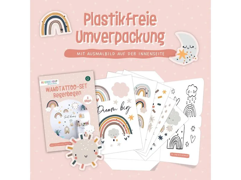 Papierdrachen Wandtattoo-Set Regenbogen Papierdrachen Wandtattoo-Set Regenbogen