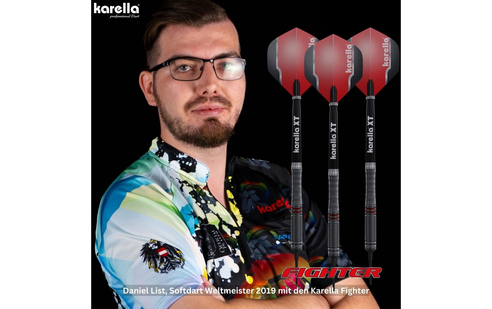 Karella Dartpfeile Softdart Fighter 20g, 3 Stück – Schwarz