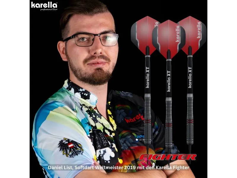 Karella Dartpfeile Softdart Fighter 20g, 3 Stück – Schwarz