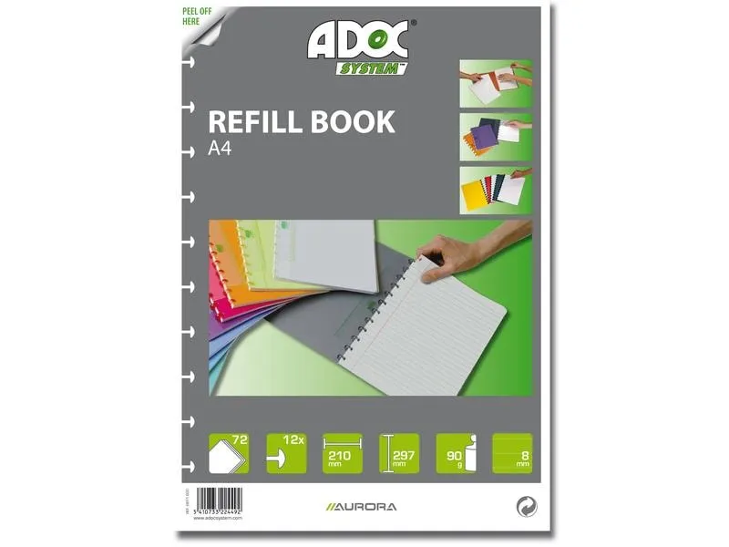 Adoc Notizheft Pap-Ex-Ersatzblätter A4, liniert, 72 Stück Adoc Notizheft Pap-Ex-Ersatzblätter A4, liniert, 72 Stück