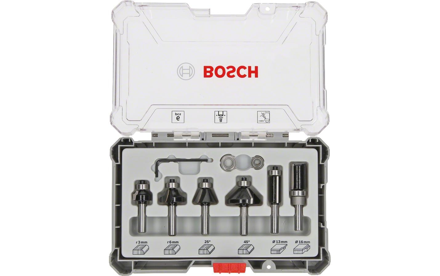 Bosch Professional Fräserset 8-mm-Schaft 6-teilig Bosch Professional Fräserset 8-mm-Schaft 6-teilig