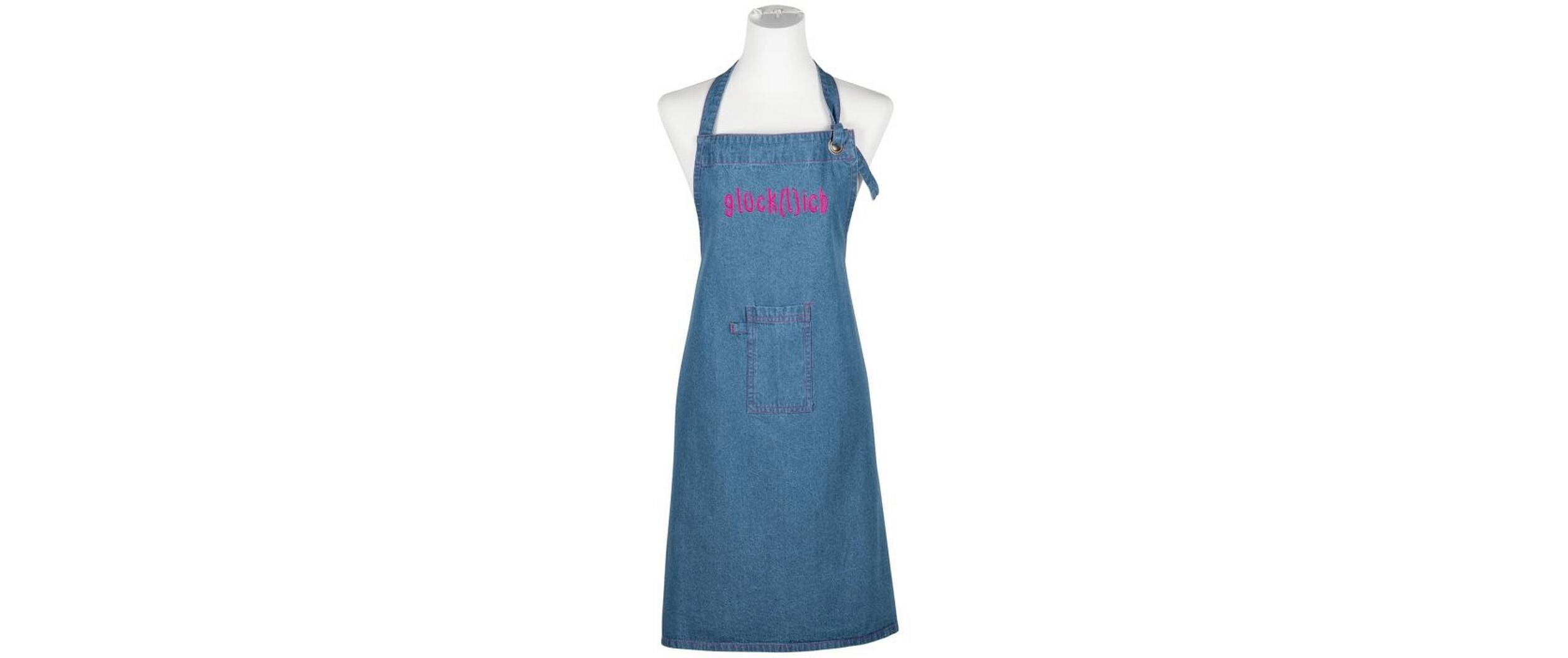 pad Kochschürze Denim Glücklich pink, 80 x 70 cm