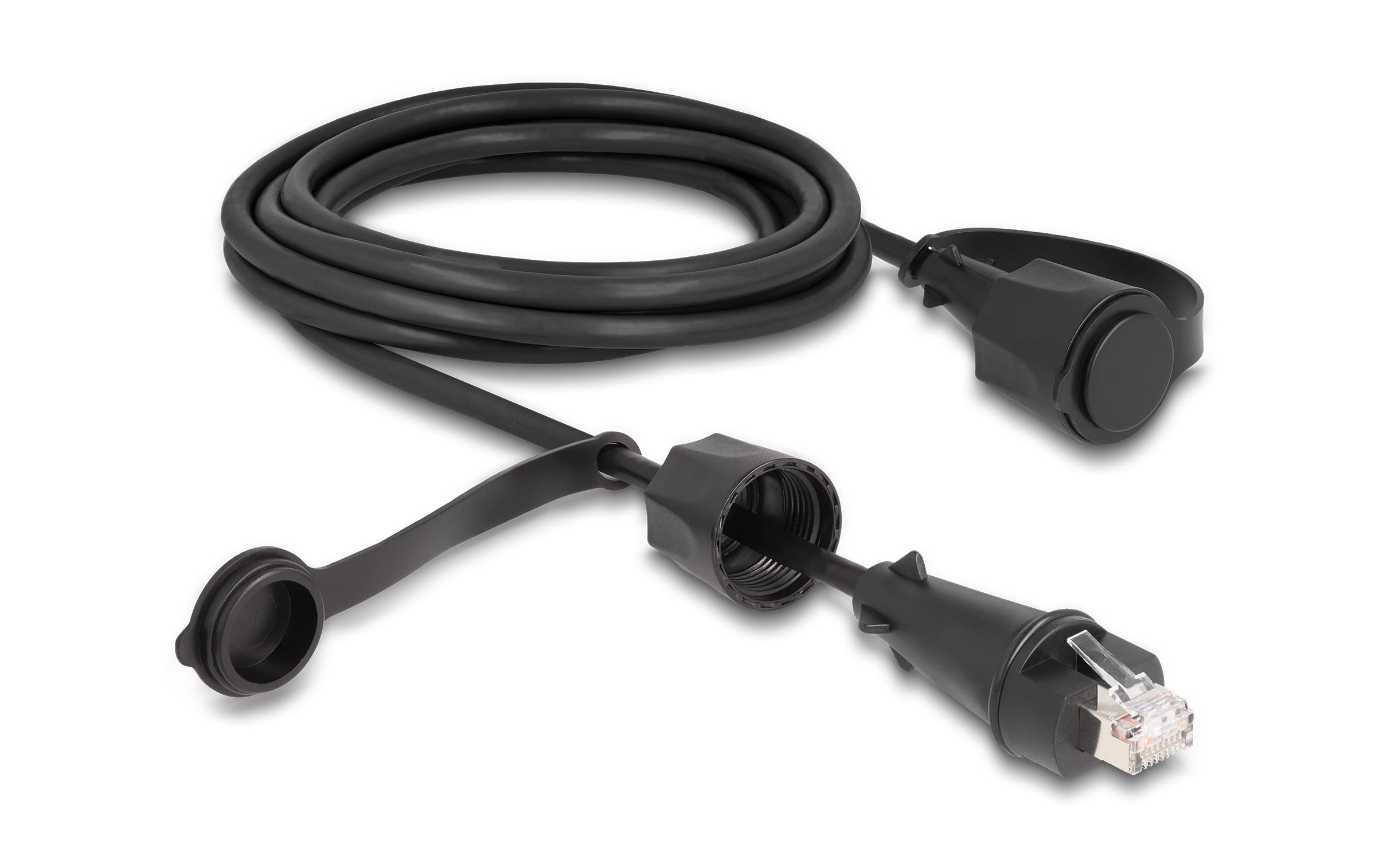 Delock mit Verschlusskappe Cat 6, STP, 3 m, Schwarz