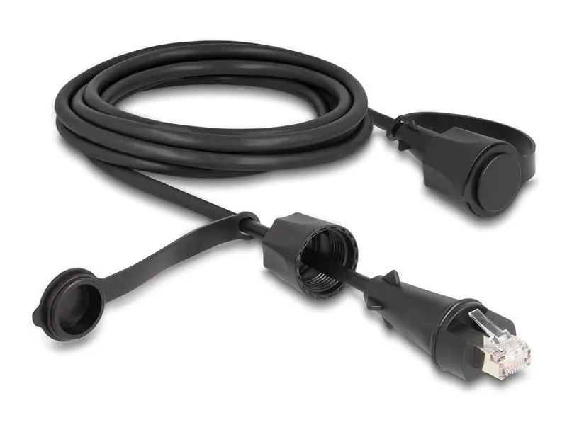 Delock mit Verschlusskappe Cat 6, STP, 3 m, Schwarz