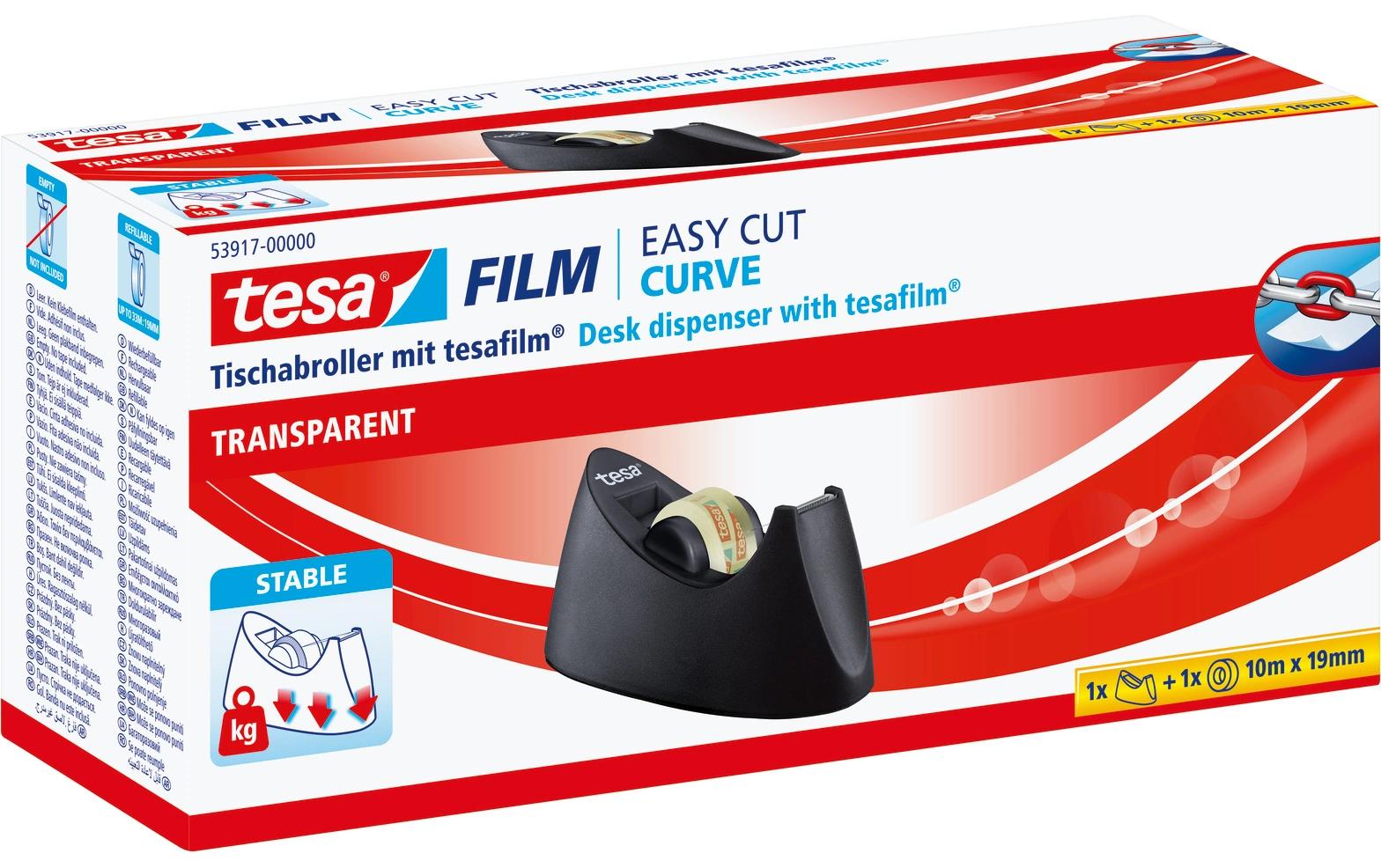 tesa Tischabroller Easy Cut Curve inkl. 1x tesafilm, schwarz