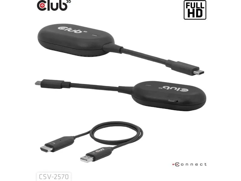 Club 3D CSV-2570 Drahtloser Sender und -Empfänger USB Type-C - HDMI