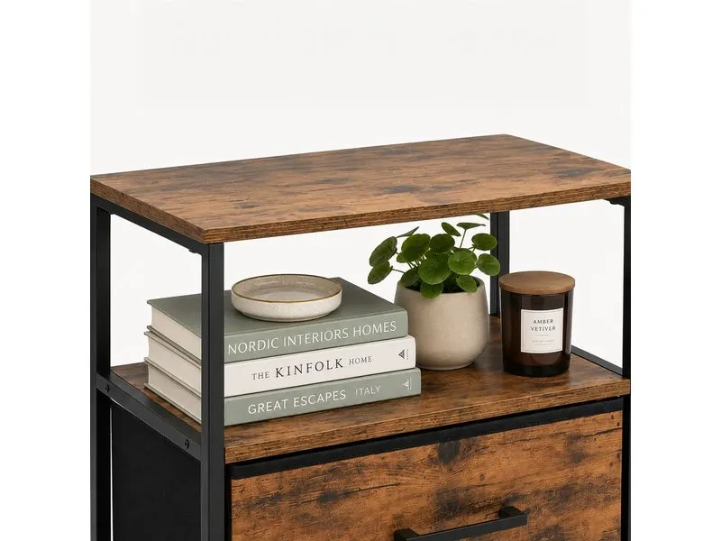 relaxdays Nachttisch 38 x 61 cm, Braun/Schwarz relaxdays Nachttisch 38 x 61 cm, Braun/Schwarz