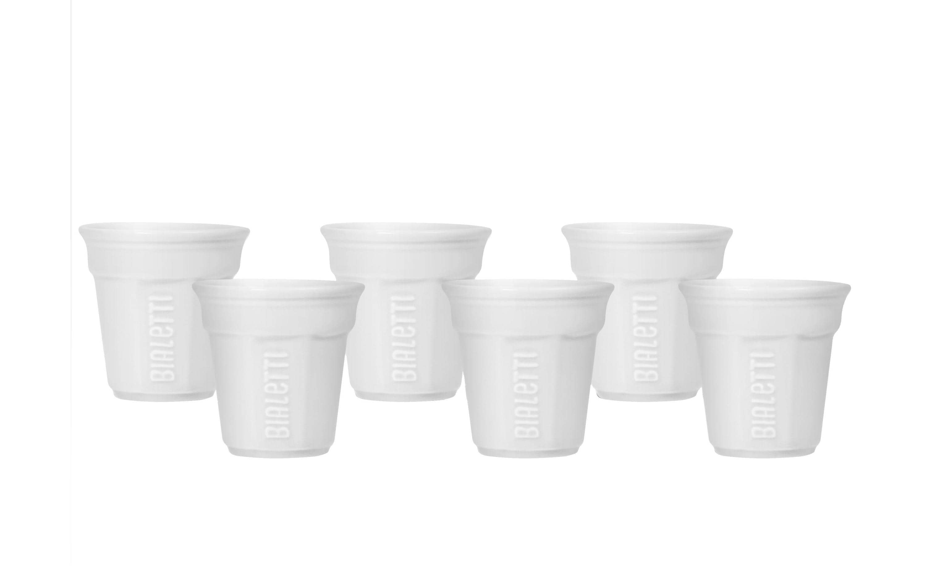 Bialetti Espresso Becher Bicchierino 90 ml, 6 Stück, Weiss