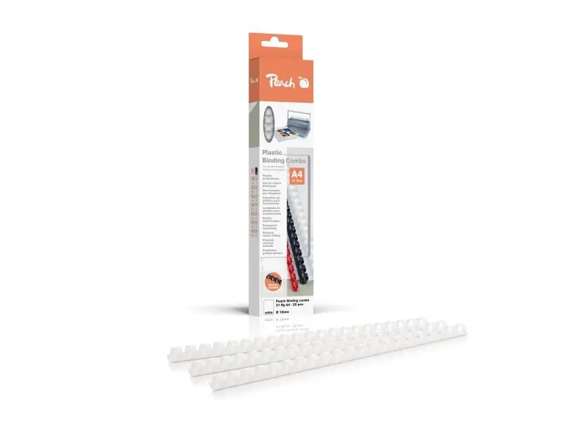 Peach Binderücken 12 mm Weiss, 25 Stück