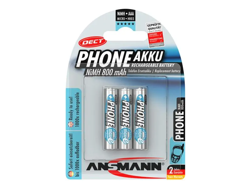 Ansmann Akku 3x AAA 800 mAh für DECT-Phones Ansmann Akku 3x AAA 800 mAh für DECT-Phones