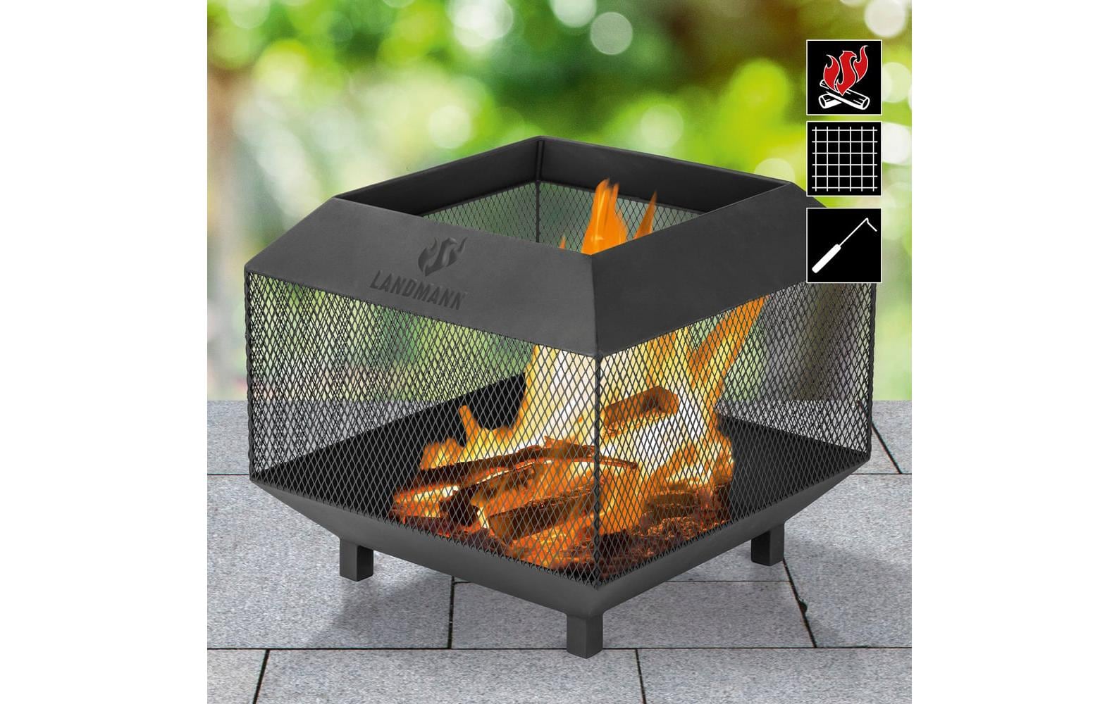 Landmann Feuerkorb 44 x 44 cm, Heizstrahler – Schwarz