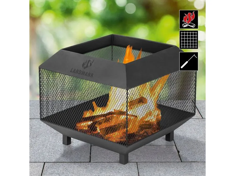 Landmann Feuerkorb 44 x 44 cm, Heizstrahler – Schwarz Landmann Feuerkorb 44 x 44 cm, Heizstrahler – Schwarz