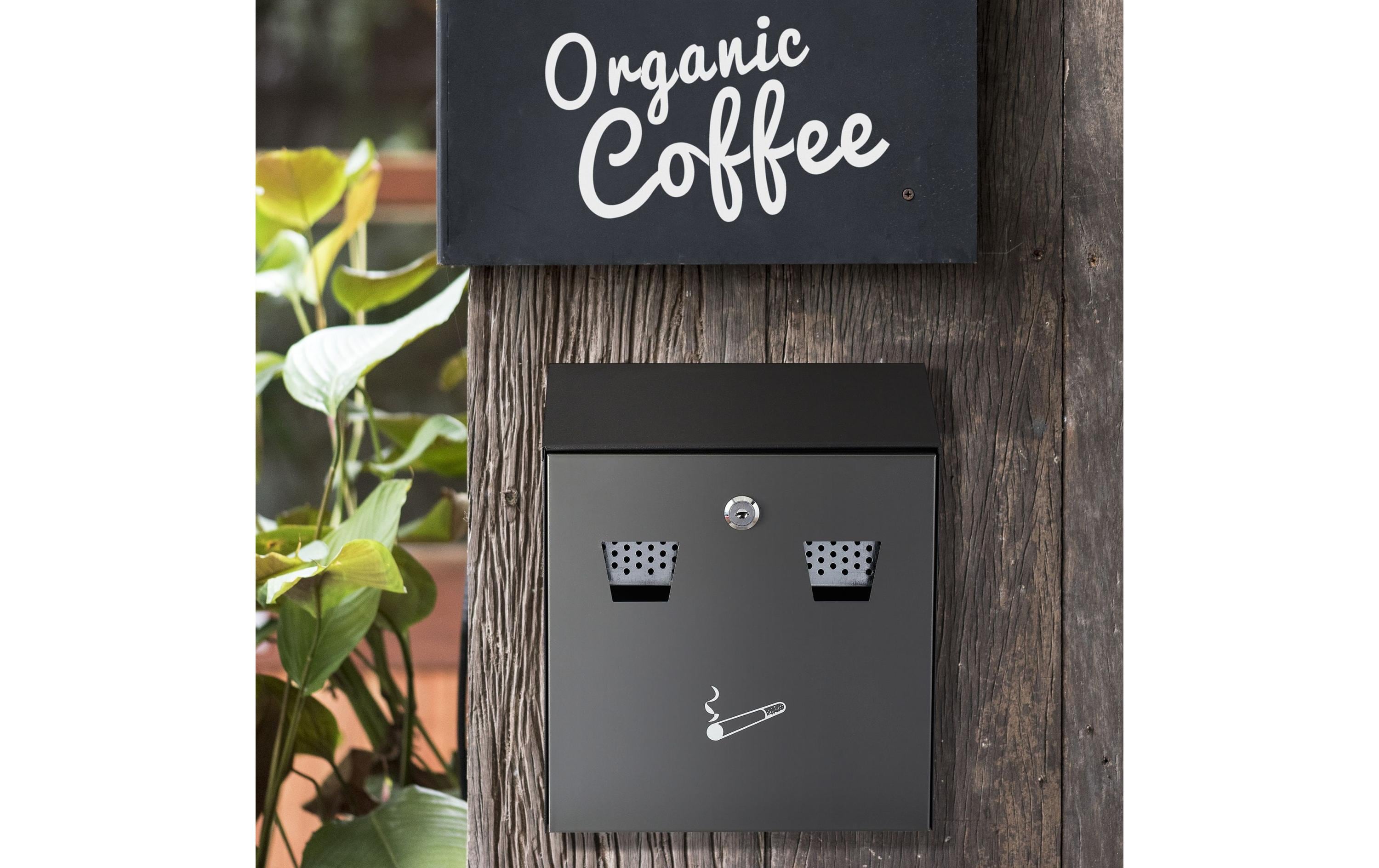 relaxdays Wandascher für aussen Schwarz/Silber