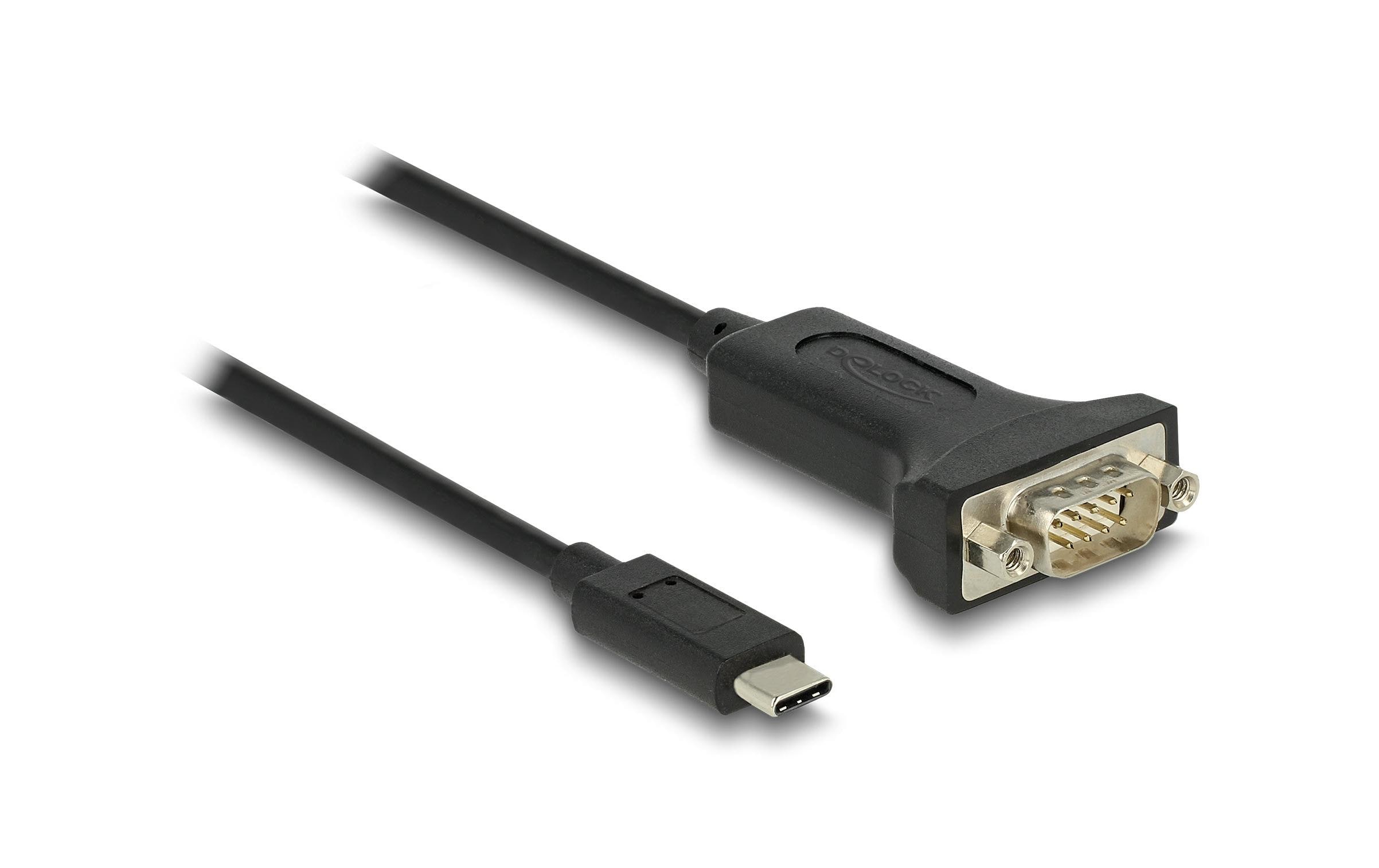 Delock Serial-Adapter USB-C – RS-232 D-Sub 9 Pin mit Muttern 1 m
