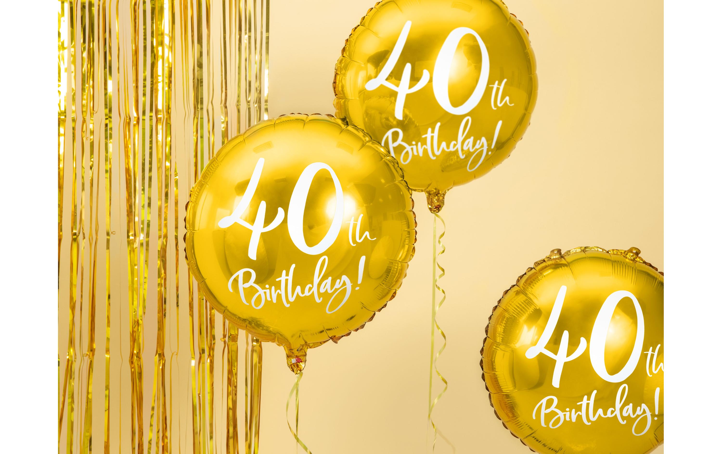 Partydeco Folienballon 40th Birthday Gold/Weiss