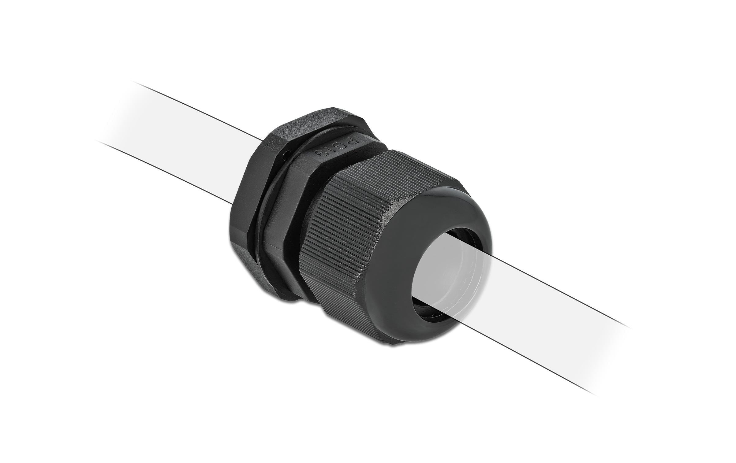 Delock Kabelverschraubung PG16, 27 mm 10 Stück, Schwarz