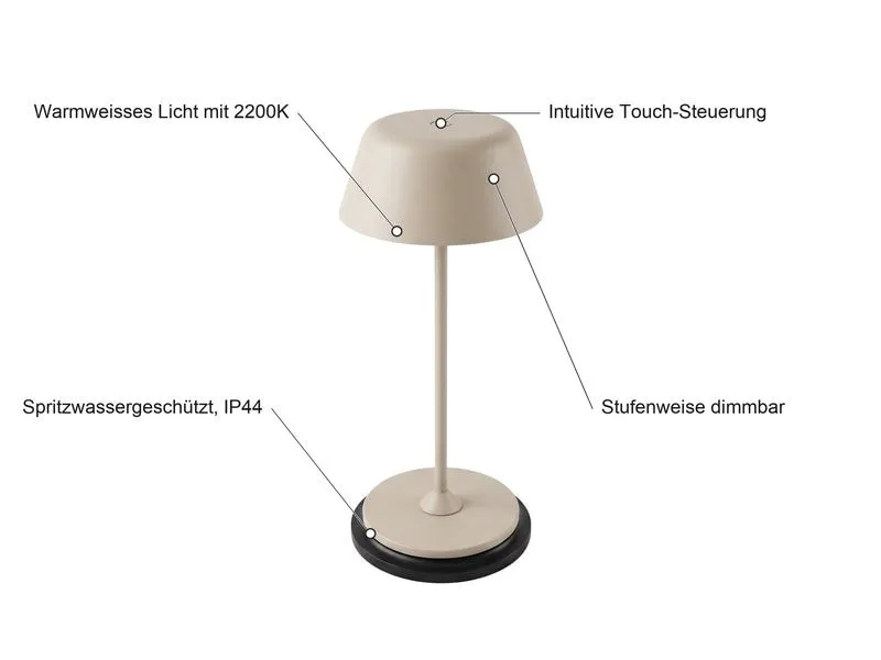 COCON Tischleuchte mit Ladestation, Pawica, Beige COCON Tischleuchte mit Ladestation, Pawica, Beige