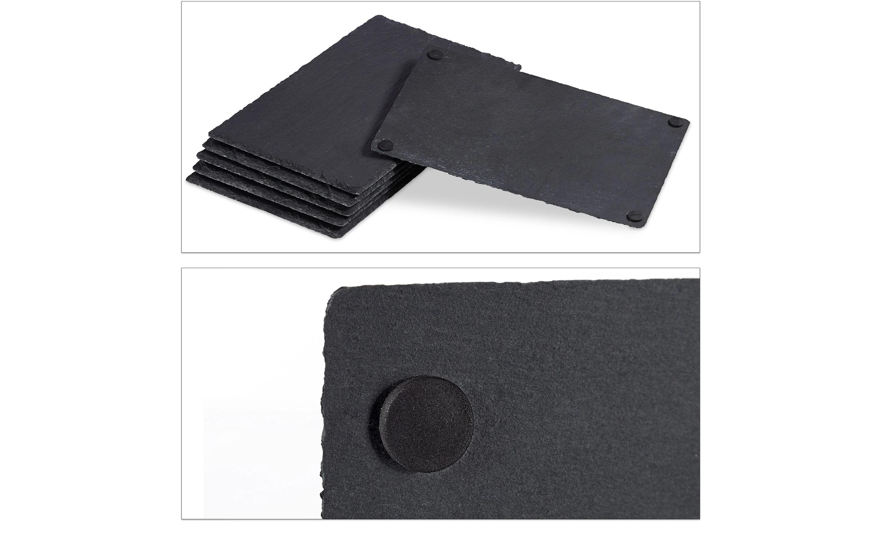 relaxdays Servierplatte 6 Stück, Schwarz